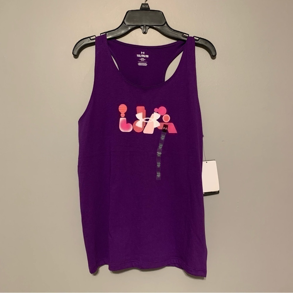 NWT. UNDER ARMOUR Girls’ Graphic Tank - Picture 2 of 4
